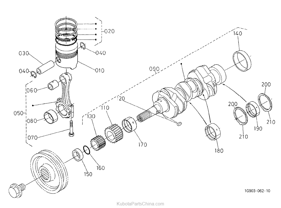 Piston And Crankshaft for Kubota Spare Parts DC35 Harvester